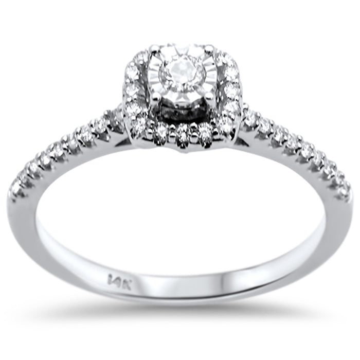 DIAMOND CLOSEOUT! .26ct G SI 14K White Gold Diamond Miracle Illusion Engagement Ring Size 6.5