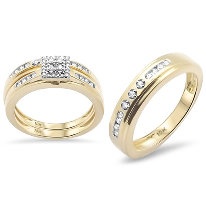 DIAMOND CLOSEOUT! .41ct G SI 10K Yellow Gold Diamond 3pcs Wedding Trio Set