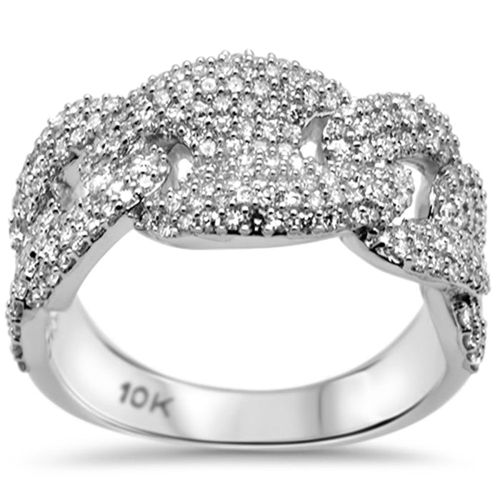DIAMOND CLOSEOUT! 1.25ct G SI 10K White Gold Diamond Mariner Link Men's Ring Size 10