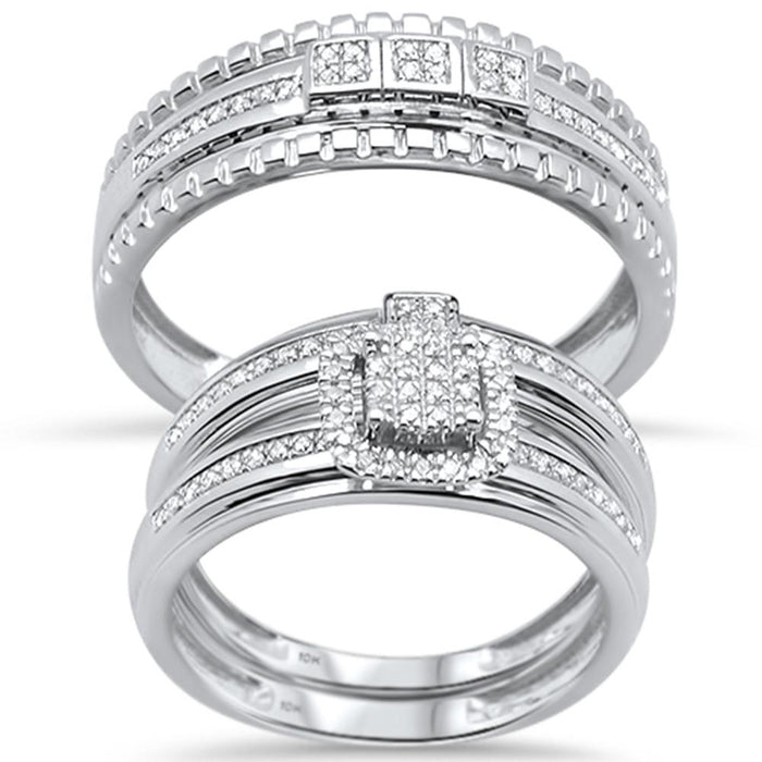 DIAMOND CLOSEOUT! .25ct G SI 10K White Gold Diamond Wedding Band Bridal Trio Set