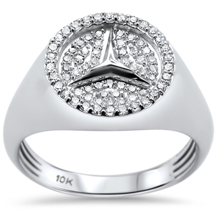 DIAMOND CLOSEOUT! .51ct G SI 10K White Gold Diamond Men's Logo Signet Ring Size 10