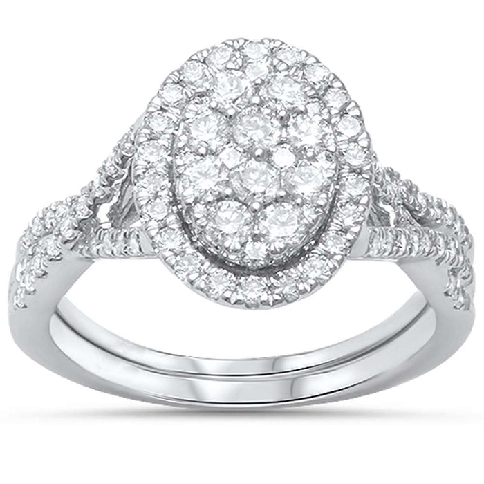DIAMOND CLOSEOUT! 1.01ct G SI 10kt White Gold Oval Diamond Ring Bridal Set
