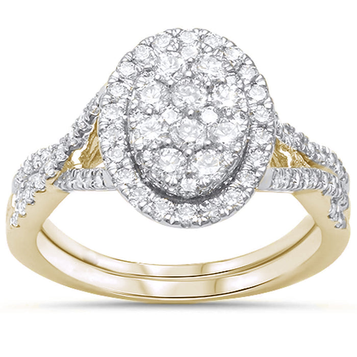 DIAMOND CLOSEOUT! .97ct G SI 10kt Yellow Gold Oval Diamond Ring Bridal Set SZ 6.5