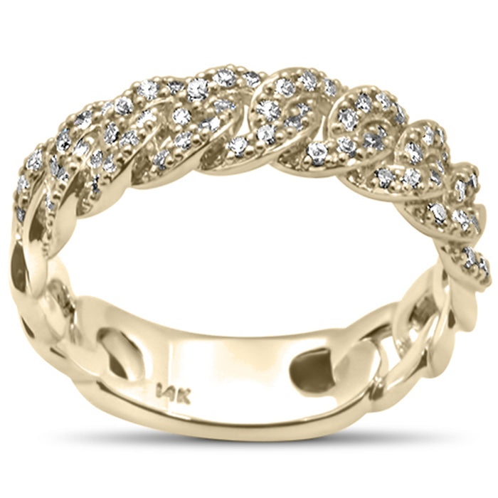 DIAMOND CLOSEOUT! .33ct G SI 14K Yellow Gold Diamond Ladies Cuban Ring Size 6.5