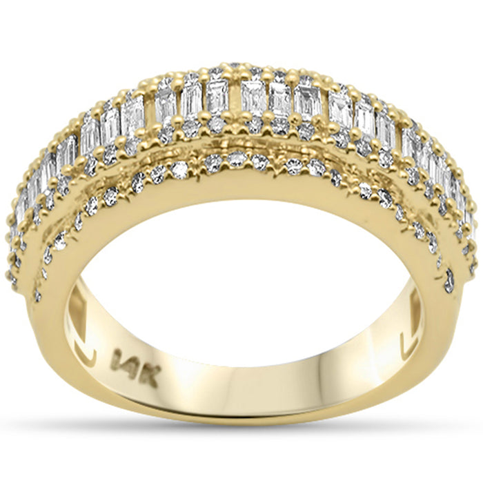 DIAMOND CLOSEOUT! 1.47ct G SI 14K Yellow Gold Round & Baguette Diamond Men's Band Ring Size 10