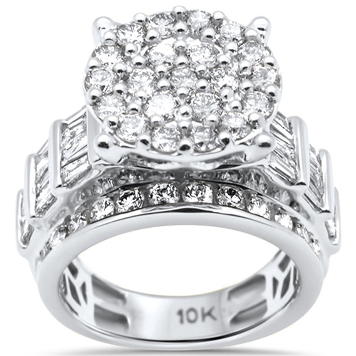 DIAMOND CLOSEOUT! 3.03ct G SI 10K White Gold Diamond Round & Baguette Ring Size 6.5