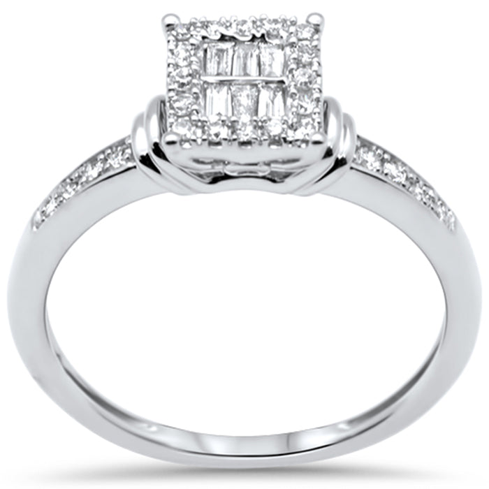 SPECIAL! .20ct G SI 14K White Gold Diamond Round & Baguette Ring Size 6.5