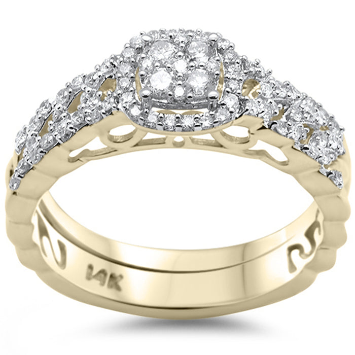 DIAMOND CLOSEOUT! .47ct G SI 14K Yellow Gold Diamond 2pcs Engagement Ring Bridal Set Size 6.5