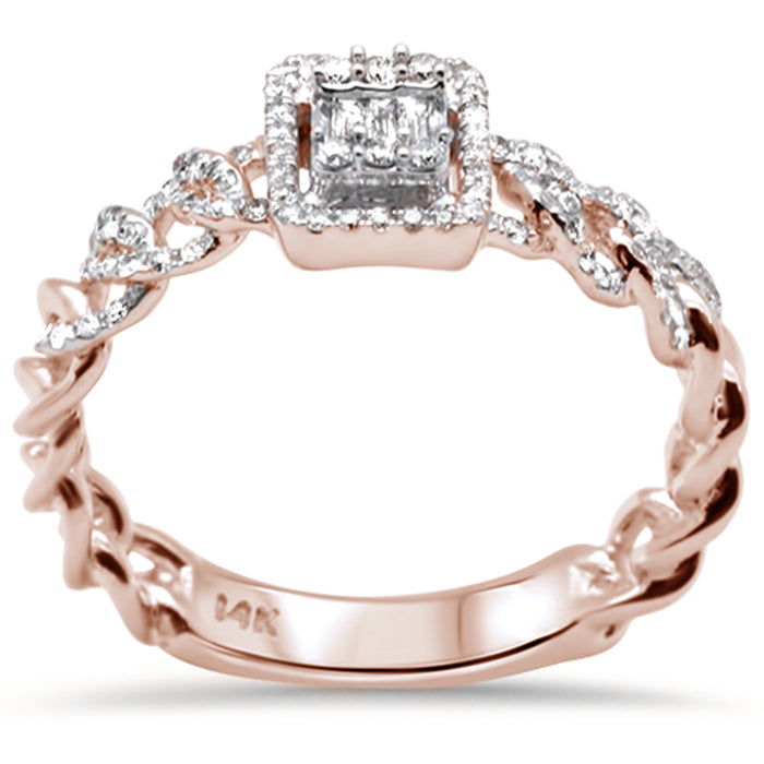 DIAMOND CLOSEOUT! .29ct G SI 14K Rose Gold Diamond Round & Baguette Ring