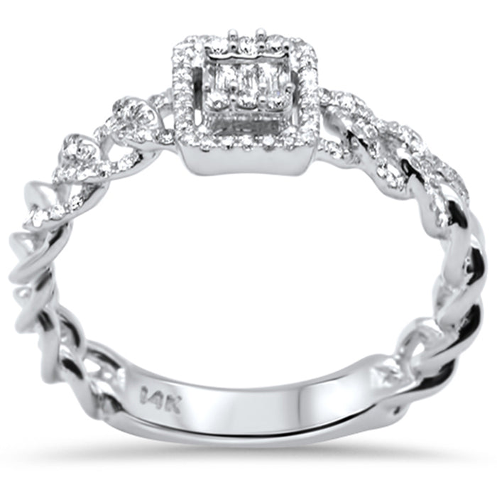 DIAMOND CLOSEOUT! .28ct G SI 14K White Gold Diamond Round & Baguette Ring