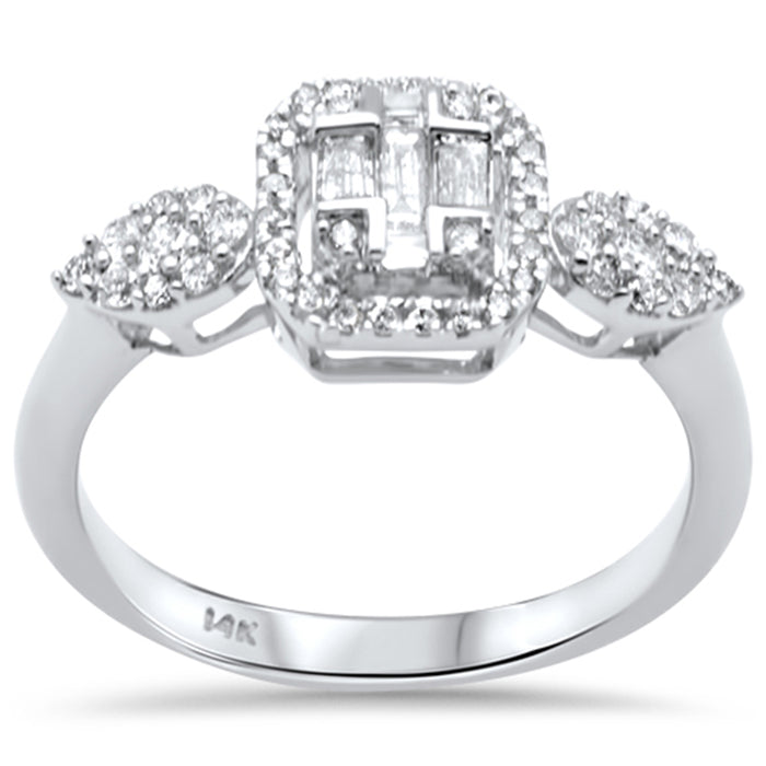 DIAMOND CLOSEOUT! .48ct G SI 14K White Gold Diamond Round & Baguette Engagement Ring