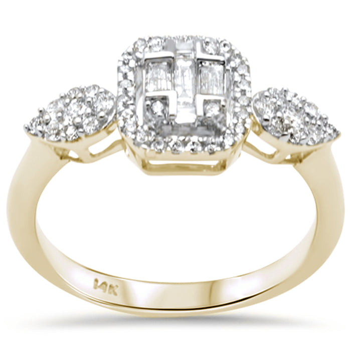 DIAMOND CLOSEOUT! .43ct G SI 14K Yellow Gold Diamond Round & Baguette Engagement Ring