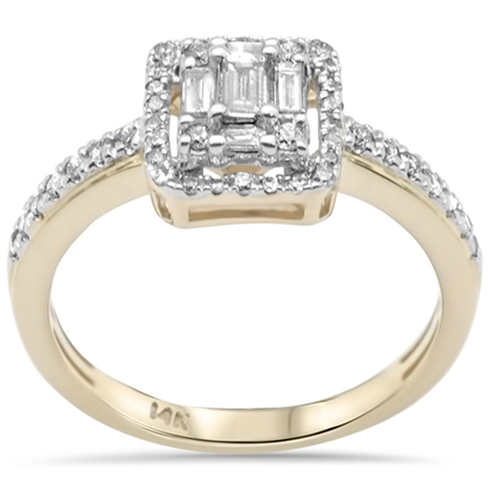 DIAMOND CLOSEOUT! .45ct G SI 14K Yellow Gold Round & Baguette Diamond Engagement Ring