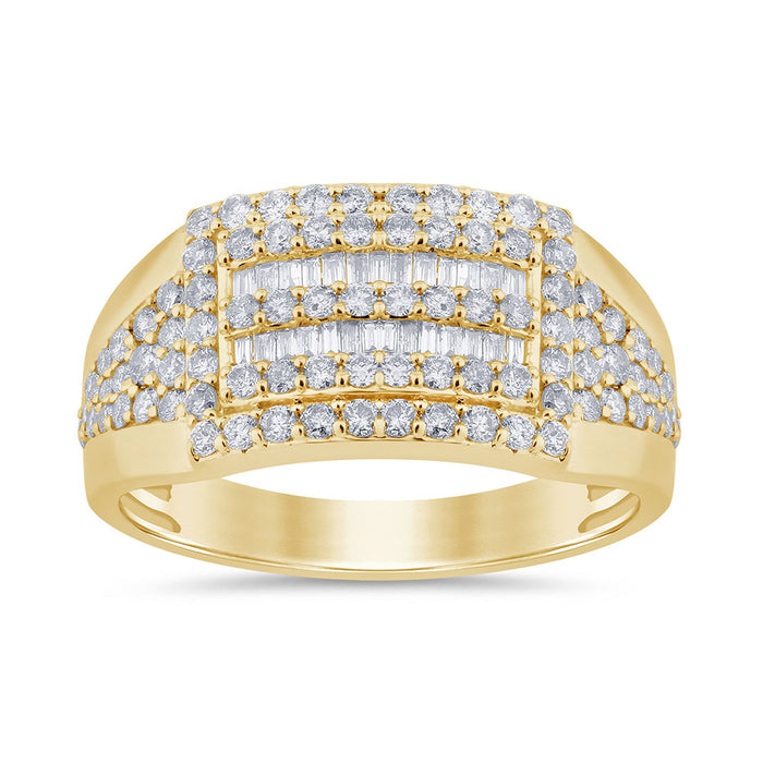 DIAMOND CLOSEOUT! 1.44ct G SI 14K Yellow Gold Round & Baguette Diamond Men's Ring Band