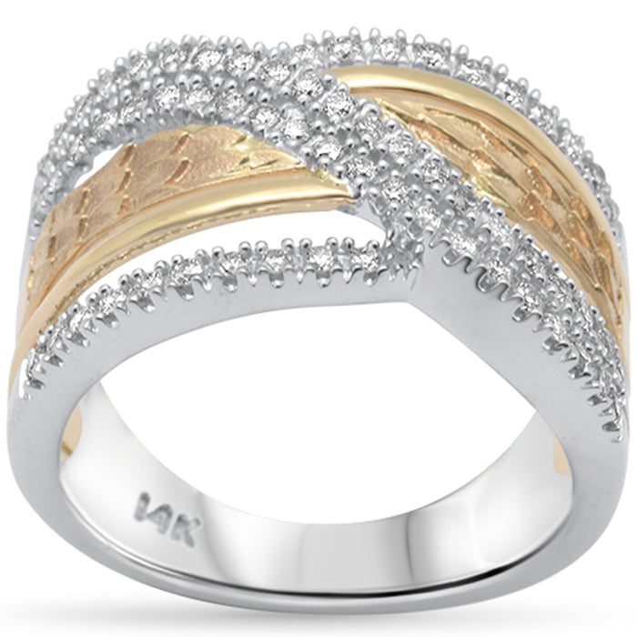 DIAMOND CLOSEOUT! .47ct G SI 14K White Gold/Yellow Gold Diamond Women's Ring Band Size 6.5