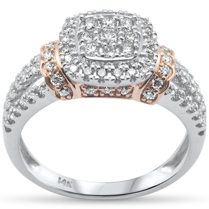 DIAMOND CLOSEOUT! .73ct G SI 14K White Gold/Rose Gold Diamond Women's Ring Size 6.5