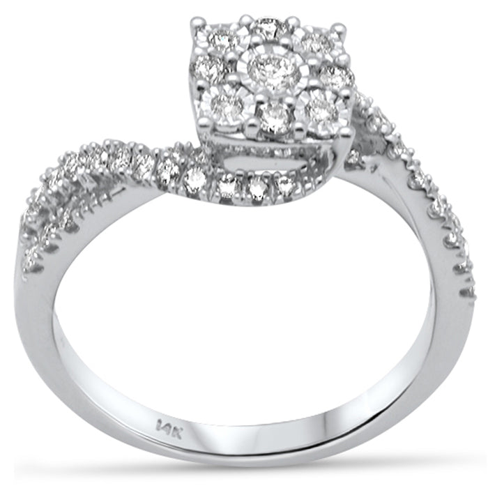 DIAMOND CLOSEOUT! .49ct G SI 14K White Gold Diamond Twisted Women's Ring Size 6.5
