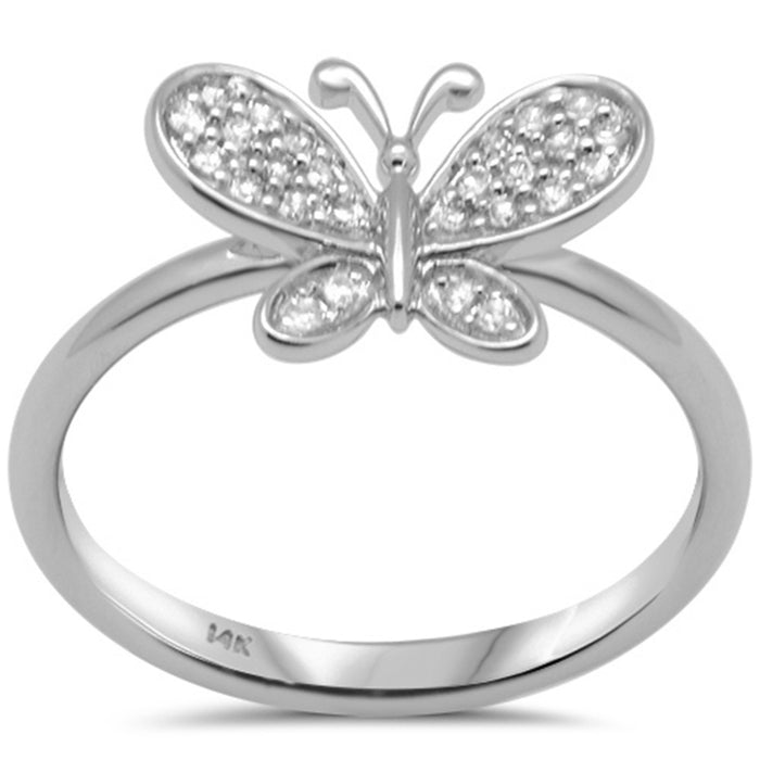 DIAMOND CLOSEOUT! .13ct G SI 14K White Gold Diamond Butterfly Ring Size 6.5
