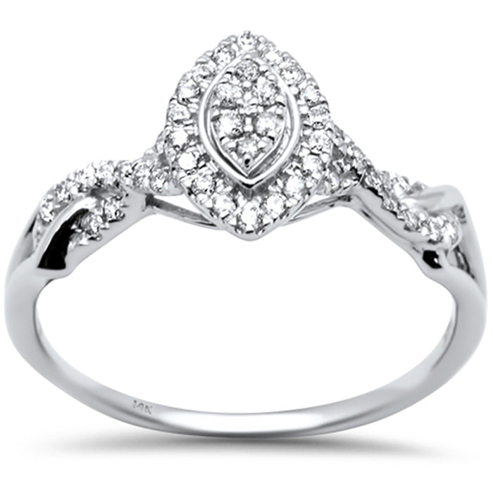 DIAMOND CLOSEOUT! .24ct G SI 14K White Gold Marquee Shaped Engagement Diamond Ring Size 7