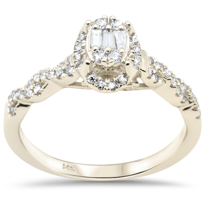 DIAMOND CLOSEOUT! .35ct G SI 14K Yellow Gold Round & Baguette Diamond Engagement Ring