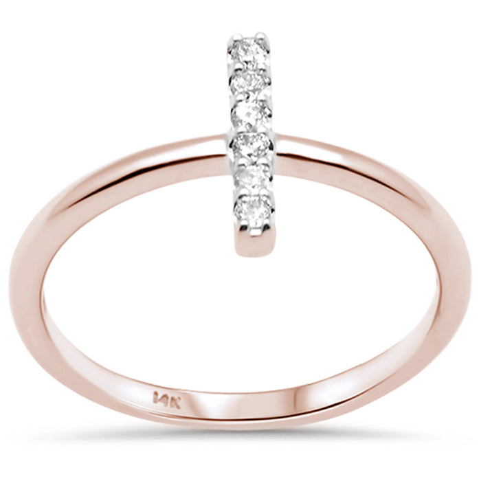 DIAMOND CLOSEOUT! .10ct G SI 14K Rose Gold Diamond Line Bar Ring Size 6.5