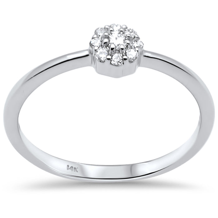 DIAMOND CLOSEOUT! .12ct G SI 14K White Gold Diamond Cluster Flower Ring Size 6.5