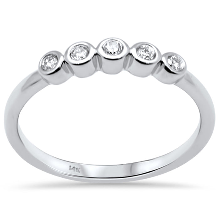DIAMOND CLOSEOUT! .14ct G SI 14K White Gold Diamond Five Diamond Bezel Ring Size 6.5