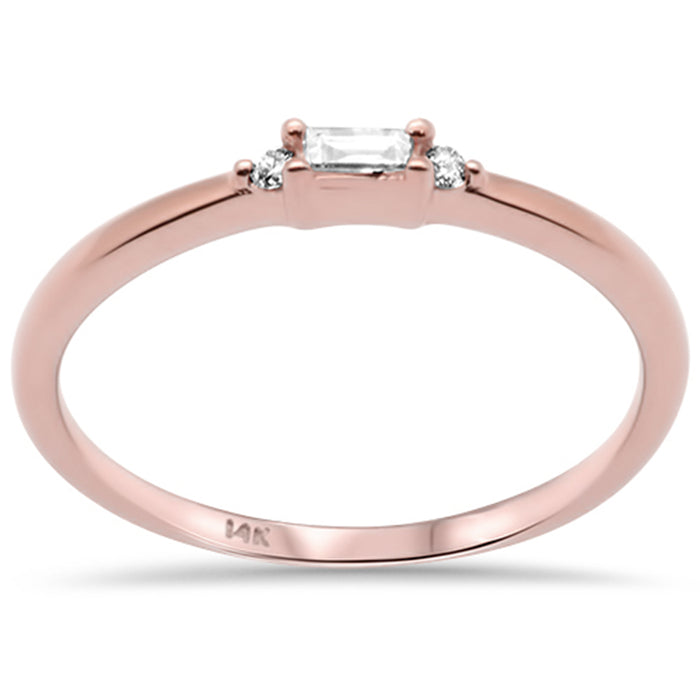 DIAMOND CLOSEOUT! .07ct G SI 14K Rose Gold Diamond Round & Baguette Band Ring Size 6.5