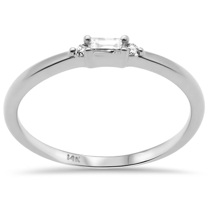 DIAMOND CLOSEOUT! .07ct G SI 14K White Gold Diamond Round & Baguette Band Ring Size 6.5