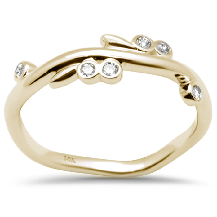 DIAMOND CLOSEOUT! .09ct G SI 14K Yellow Gold Diamond Leaf Ring Size 6.5
