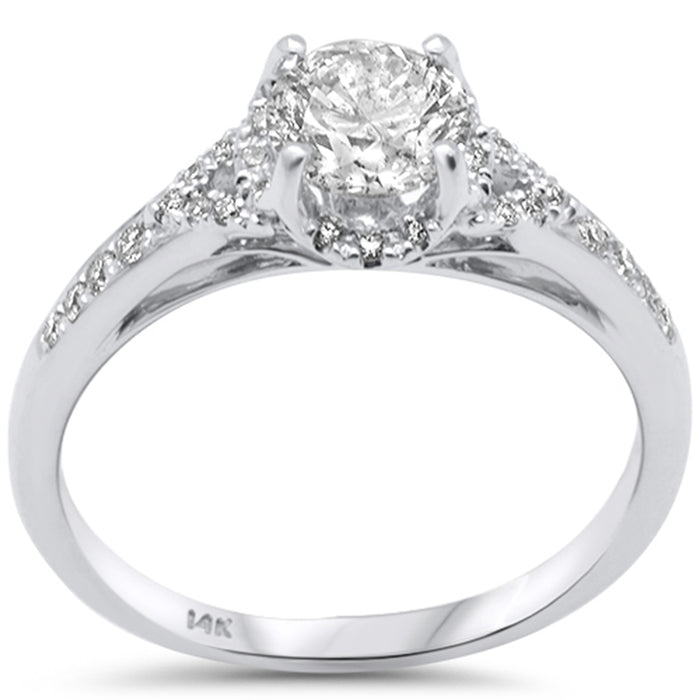 DIAMOND CLOSEOUT! .96ct G SI 14K White Gold Round Diamond Halo Engagement Ring Size 6.5