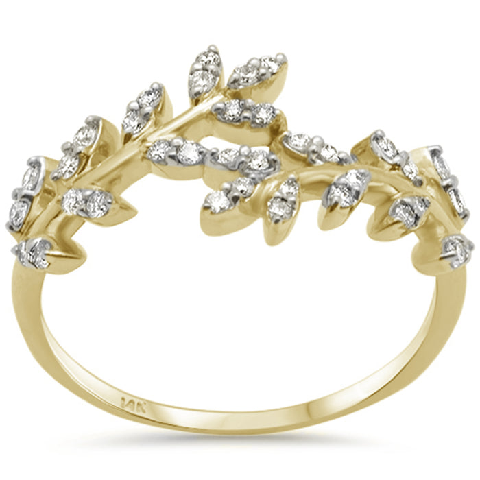 SPECIAL! .26ct G SI 14K Yellow Gold Diamond Leaf Design Ring Band Size 6.5