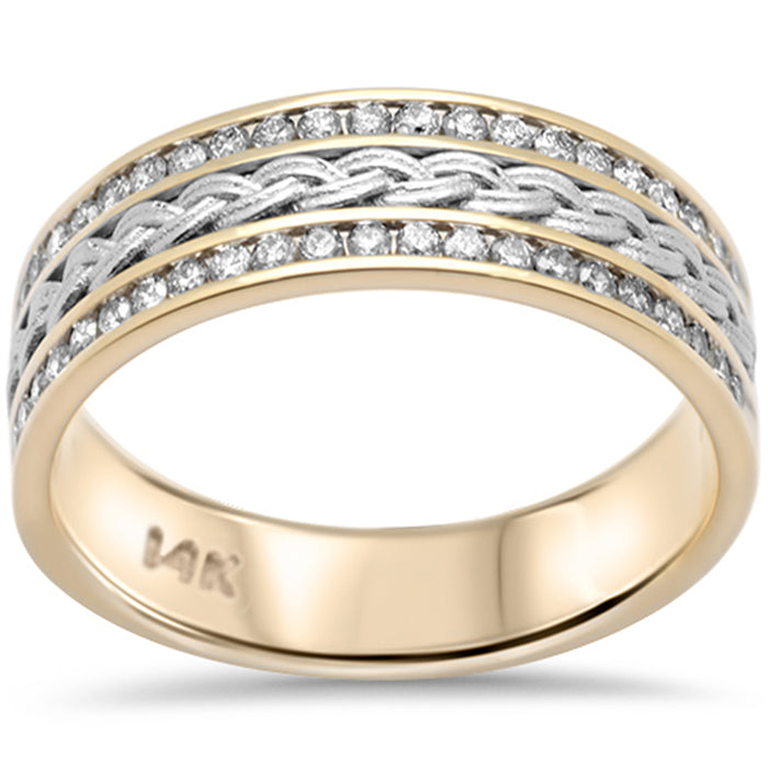SPECIAL! .52ct G SI 14K Two Tone Gold Diamond Engraved Style Men's Ring Band