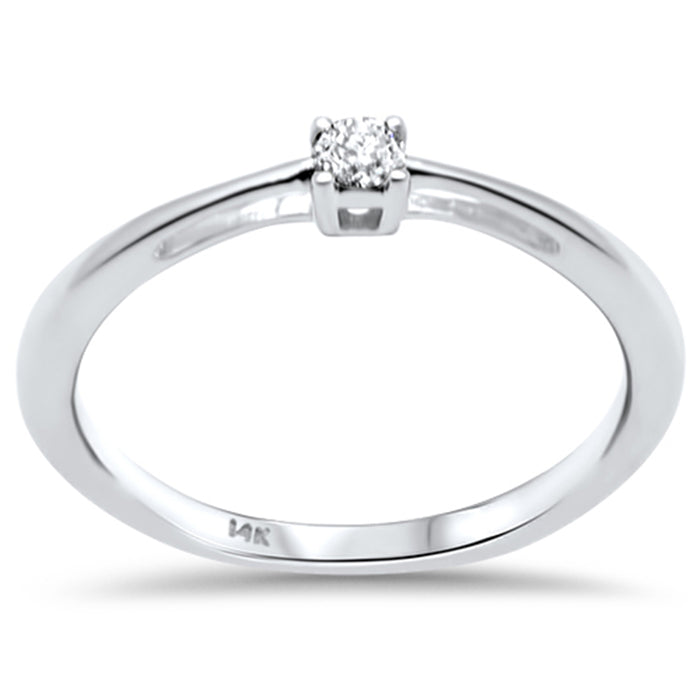 DIAMOND CLOSEOUT! .08ct G SI 14K White Gold Diamond Solitaire Ring Band Size 6.5