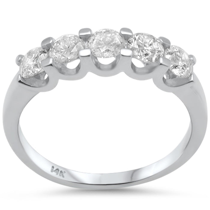 DIAMOND CLOSEOUT! 1.00ct G SI 14K White Gold Diamond 5 Stones Engagement Ring Anniversary Band Size 7