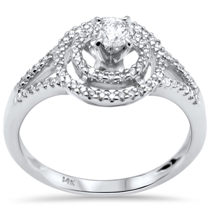 DIAMOND CLOSEOUT! .42ct G SI 14K White Gold Diamond Double Halo Engagement Ring Size 6.5
