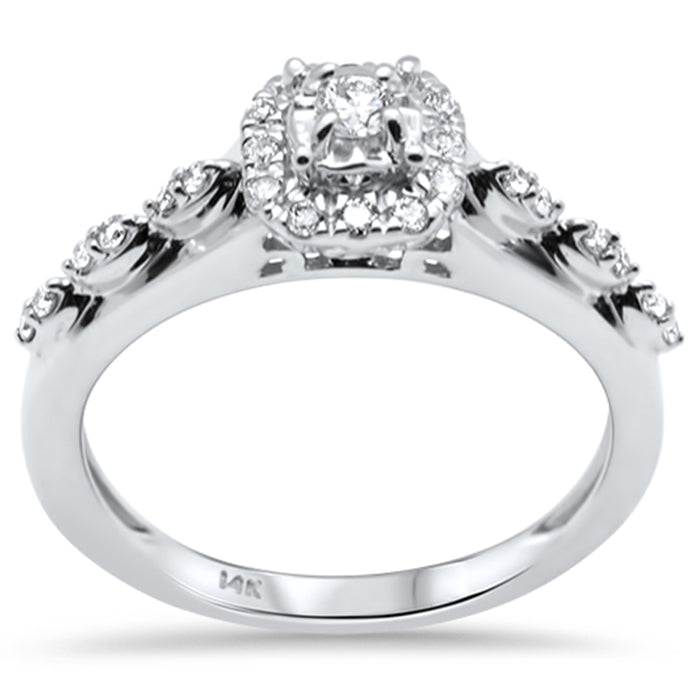 DIAMOND CLOSEOUT! .29ct G SI 14K White Gold Diamond Halo Engagement Ring Size 6.5