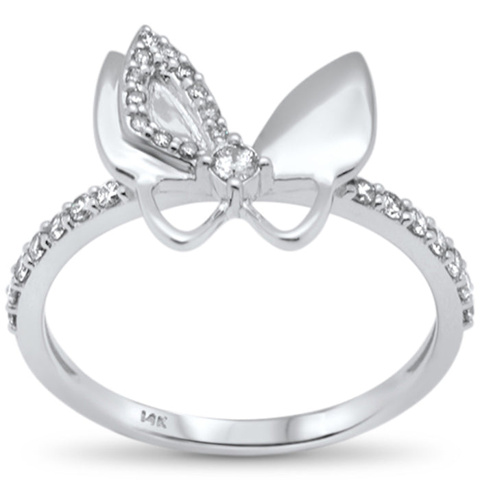 DIAMOND CLOSEOUT! .26ct G SI 14K White Gold Diamond Butterfly Ring Band Size 6.5