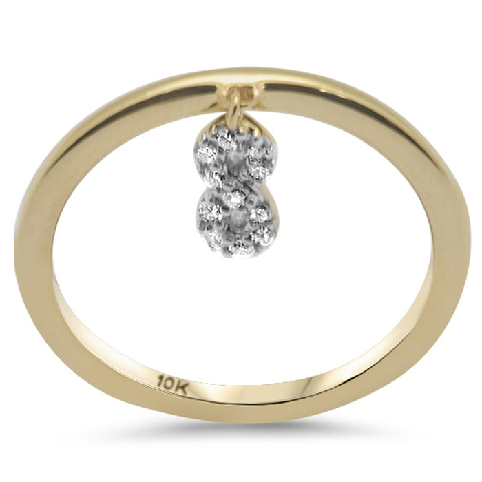 DIAMOND CLOSEOUT! .08ct G SI 10K Yellow Gold Diamond Infinity Shaped Dangle Style Ring Band Size 6.5
