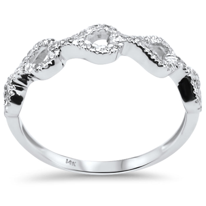 DIAMOND CLOSEOUT! .13ct G SI 14K White Gold Diamond Link Ring Band Size 6.5