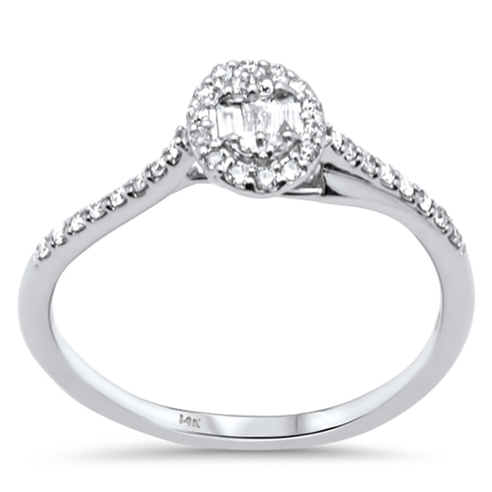 DIAMOND CLOSEOUT! .20ct G SI 14K White Gold Round & Baguette Diamonds Engagement Band Ring Size 6.5