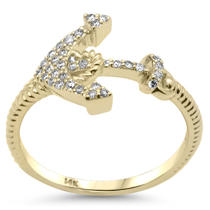 DIAMOND CLOSEOUT! .15ct G SI 14K Yellow Gold Diamond Anchor Band Ring Size 6.5