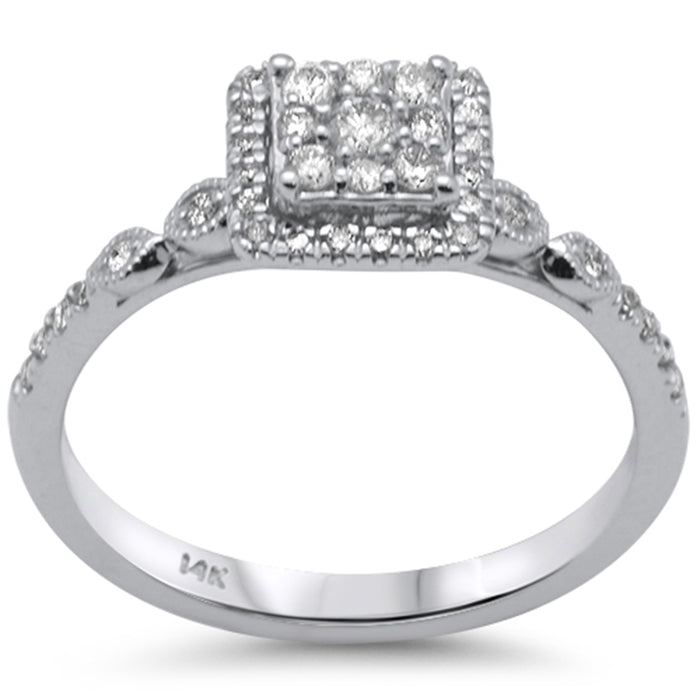 SPECIAL! .32ct G SI 14K White Gold Diamond Square Shaped Engagement Ring Size 7