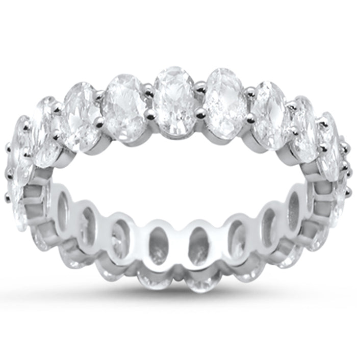 SPECIAL! 2.96ct G SI 14K White Gold Oval Diamond Eternity Band Ring Size 6.5