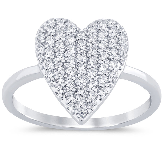 SPECIAL! .56ct G SI 14K White Gold Diamond Heart Shaped Band Ring Size 6.5