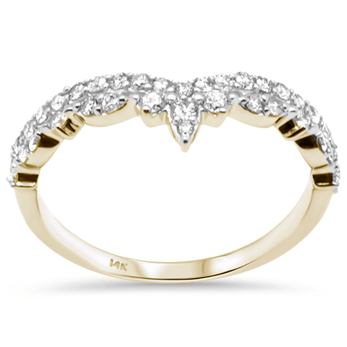 DIAMOND CLOSEOUT! .42ct G SI 14K Yellow Gold Diamond Crown Style Band Ring Size 6.5