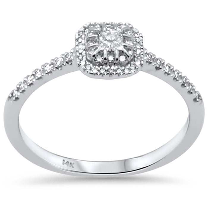 DIAMOND CLOSEOUT! .25ct G SI 14K White Gold Diamond Princess Cut & Round Diamond Engagement Ring Size 6.5
