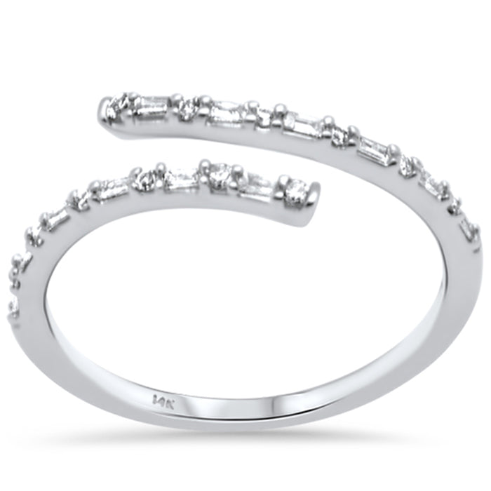 DIAMOND CLOSEOUT! .18ct G SI 14K White Gold Diamond Round & Baguette Wrap Around Ring Size 6.5