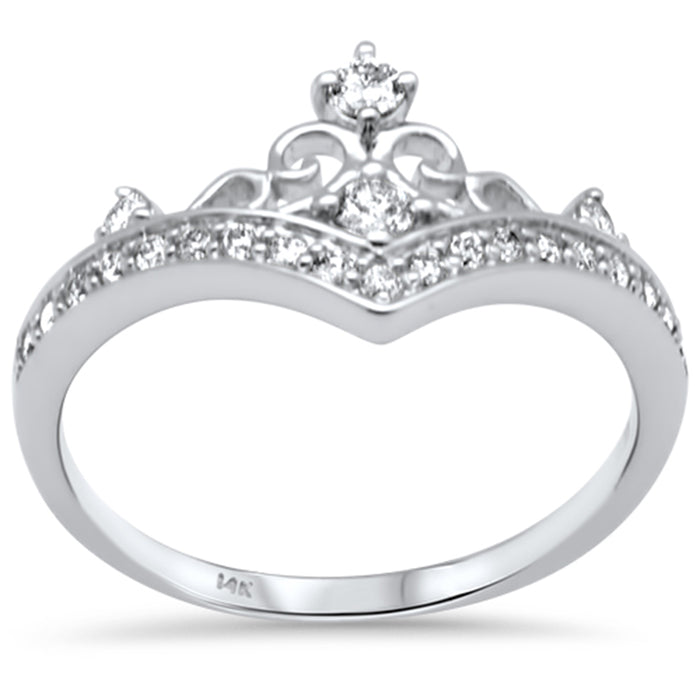 DIAMOND CLOSEOUT! .33ct G SI 14K White Gold Diamond Crown Band Ring Size 6.5