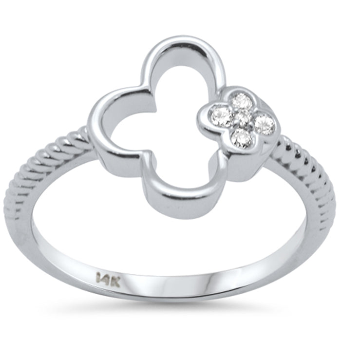 DIAMOND CLOSEOUT! .07ct G SI 14K White Gold Diamond Flower Ring Size 6.5
